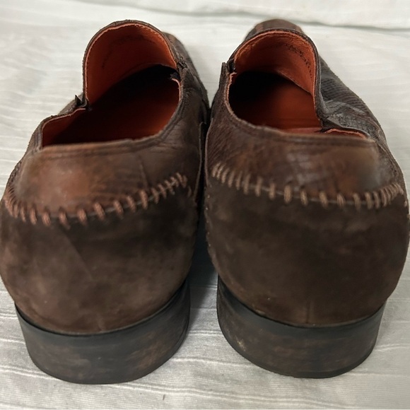 Robert Wayne Men’s Snake Print Brown Suede Square Toe Leather Shoes Size 9